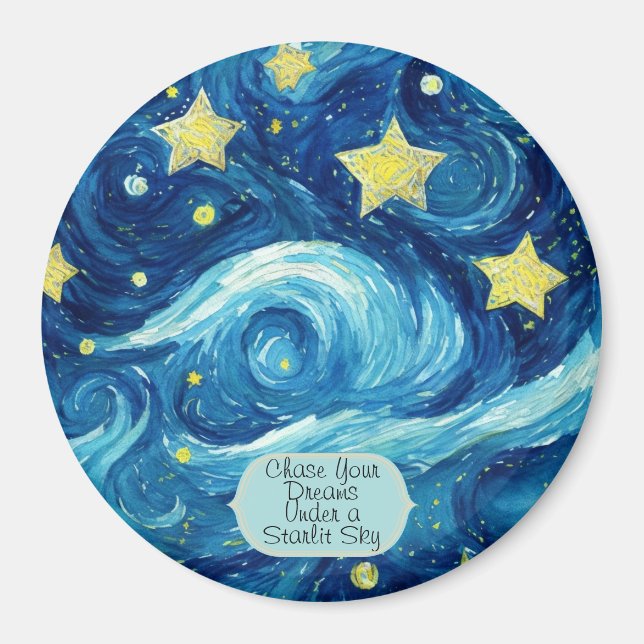 Personalized blue magnet. Starry night gifts Magnet (Front)
