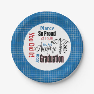 Personalized Blue Medical Professional Graduation Paper Plate