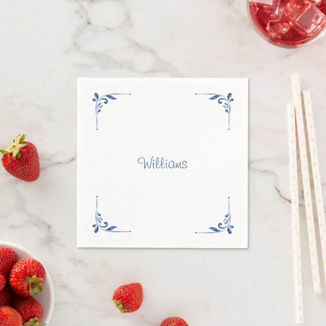 Personalized Blue Mediterranean Cocktail Napkin (Insitu)
