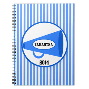 Personalized Blue Megaphone And Blue Stripes Notebook