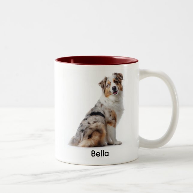 Personalized Blue Merle Aussie “I Own You” Two-Tone Coffee Mug (Right)