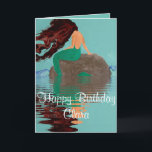 Personalized Blue Mermaid Greeting Birthday Card<br><div class="desc">This design was created from my one-of-a-kind fluid acrylic painting. It may be personalized by clicking the customize button and changing the name, initials or words. You may also change the text colour and style or delete the text for an image only design. Contact me at colorflowcreations@gmail.com if you with...</div>
