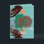 Personalized Blue Mermaid Greeting Birthday Card<br><div class="desc">This design was created from my one-of-a-kind fluid acrylic painting. It may be personalized by clicking the customize button and changing the name, initials or words. You may also change the text colour and style or delete the text for an image only design. Contact me at colorflowcreations@gmail.com if you with...</div>
