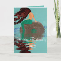 Personalized Blue Mermaid Greeting Birthday Card