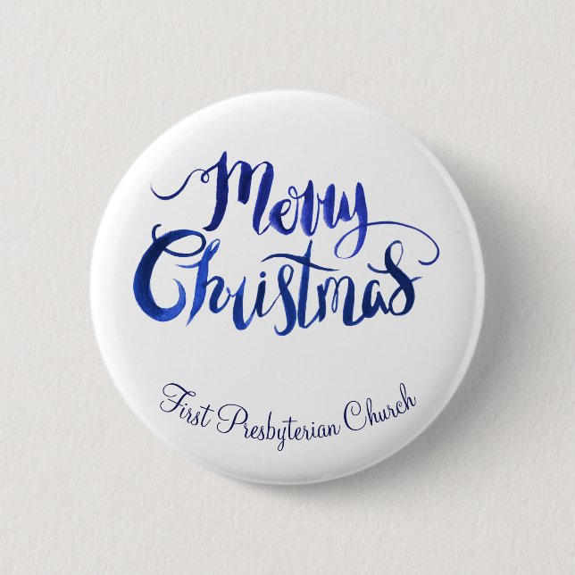 Personalized Blue Merry Christmas Pins (Front)