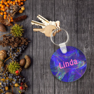 Personalized Blue Mist Abstract Keychain