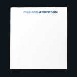Personalized Blue Modern Bold Font For Him Name Notepad<br><div class="desc">The design features your first and last name in a bold font typography and two different shades of blue. You can further customize the colours with the 'Customize It' option.</div>