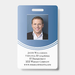 Personalized Blue Modern Business Employee Photo Badge