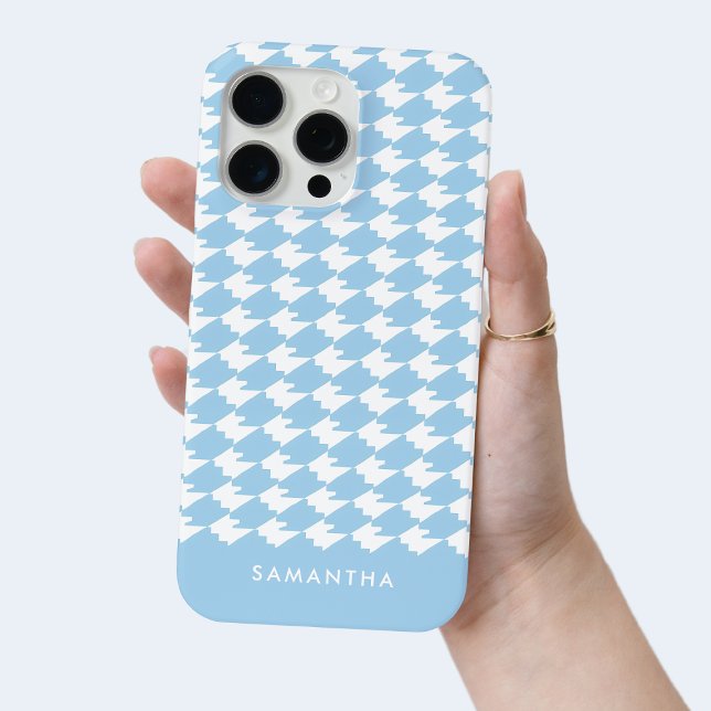 Personalized Blue Modern Houndstooth Pattern Chic Case-Mate iPhone Case (Personalized Blue Modern Houndstooth Pattern Chic Case-Mate iPhone Case)