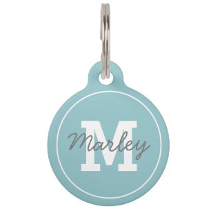 Personalized Blue Monogram Pet Name Tag