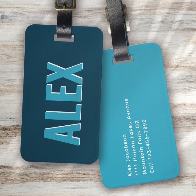 Personalized Blue Monogram Shadow Luggage Tag (Creator Uploaded)