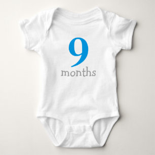 Personalized Blue Monthly Baby Bodysuit