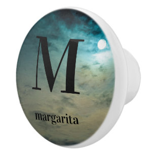 Personalized Blue Moon Ceramic Knob