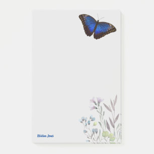 Personalized Blue Morpho Butterfly Wildflowers  Post-it Notes