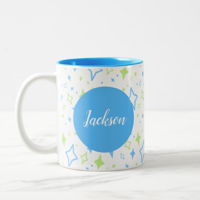 Personalized Blue Mug with Stars (Left)