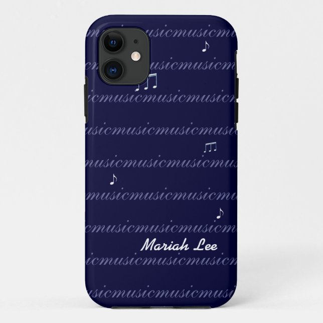 personalized blue music notes Case-Mate iPhone case (Back)
