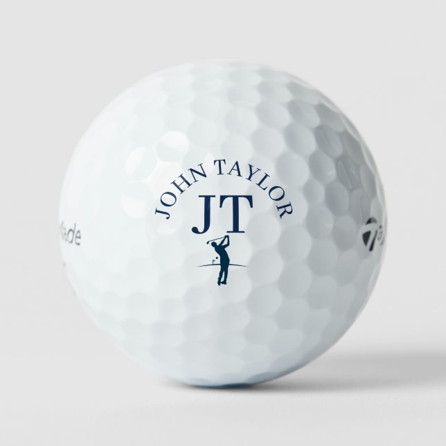 Personalized Blue Name and Initials  Golf Balls (Front)