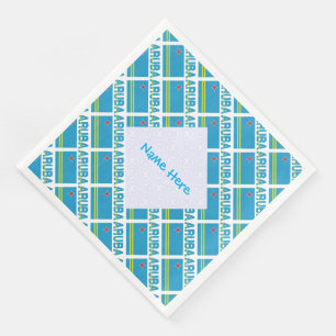 Personalized Blue Name Aruba Flag Tiled Napkin