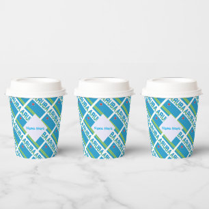 Personalized Blue Name Aruba Flag Tiled Party Paper Cups