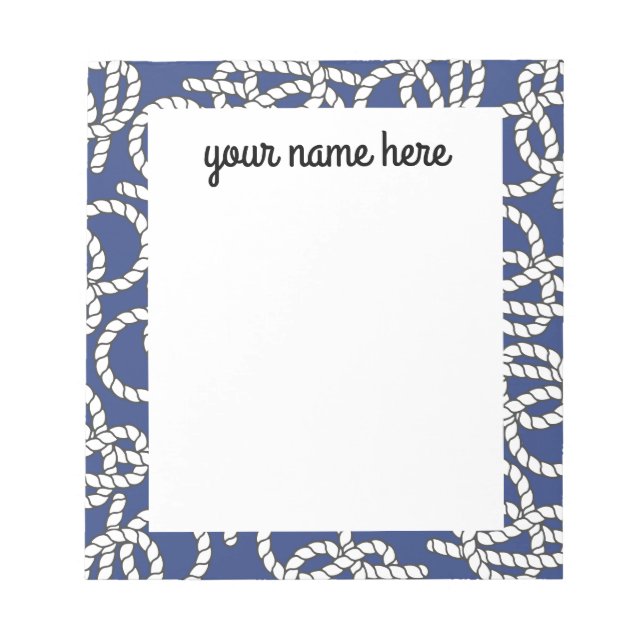 Personalized Blue Nautical Knots Notepad (Front)