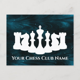 Personalized Blue Nebula Chess Piece King Postcard