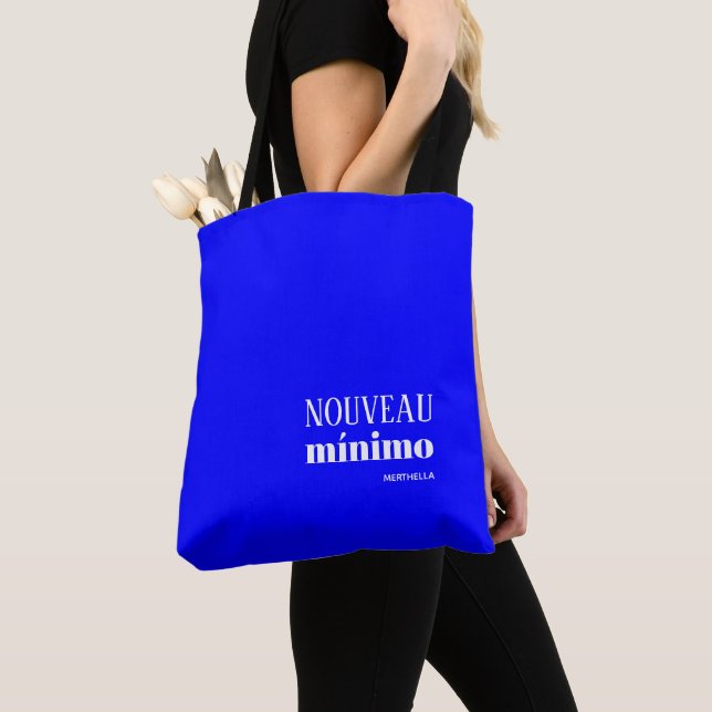 Personalized Blue NOUVEAU MINIMO Tote Bag (Close Up)