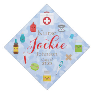 Personalized Blue Nursing Graduation Cap Topper