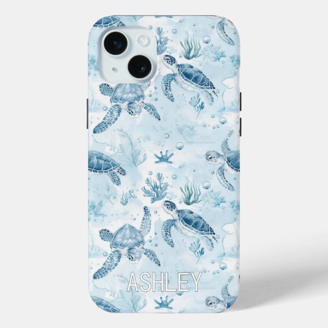 Personalized Blue Ocean Under The Sea Turtles Case-Mate iPhone Case (Back)