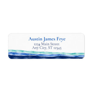 Personalized Blue Ocean Watercolor Return Address