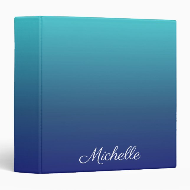 Personalized blue ombre gradient binder (Front/Spine)