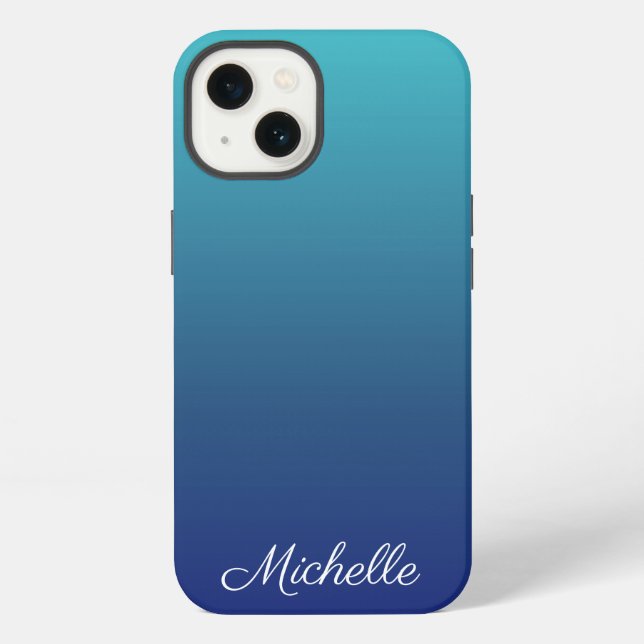 Personalized blue ombre gradient Case-Mate iPhone  Case (Back)