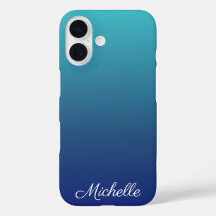 Personalized blue ombre gradient iPhone 16 case