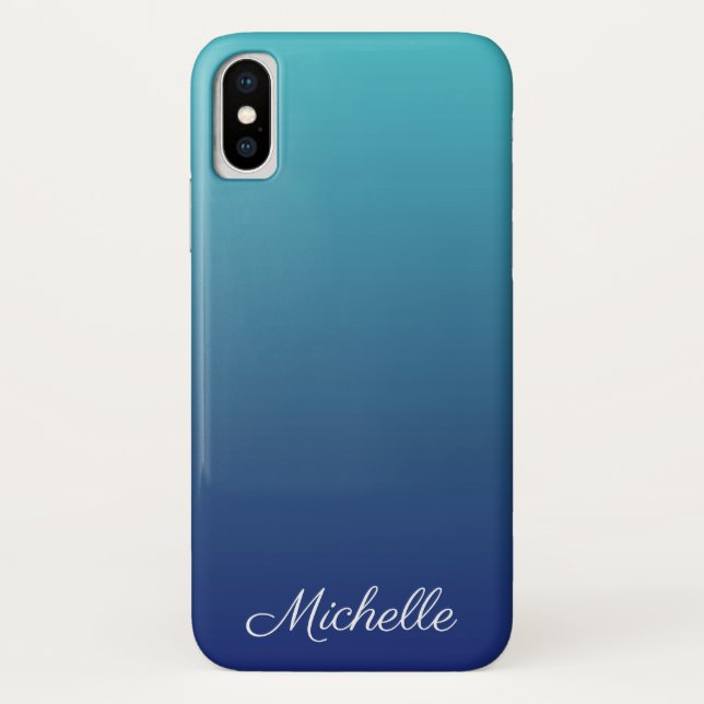 Personalized blue ombre gradient Case-Mate iPhone case (Back)
