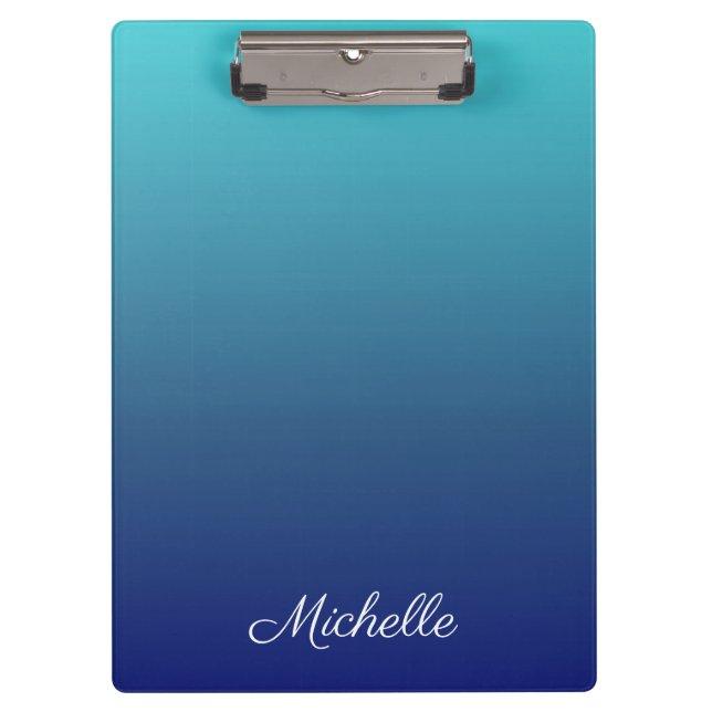 Personalized blue ombre gradient clipboard (Front)