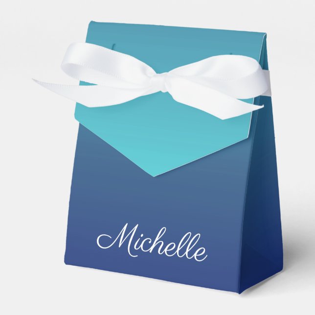 Personalized blue ombre gradient favor box (Front Side)