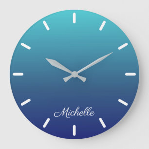 Personalized blue ombre gradient large clock