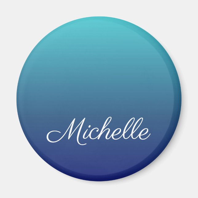 Personalized blue ombre gradient magnet (Front)