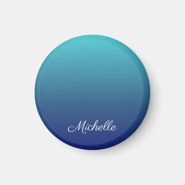 Personalized blue ombre gradient magnet (Front)