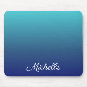 Personalized blue ombre gradient mouse pad