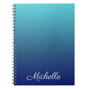 Personalized blue ombre gradient notebook