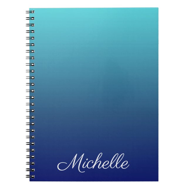 Personalized blue ombre gradient notebook (Front)