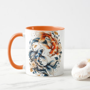 Personalized Blue & Orange Koi Fish Mug Gift