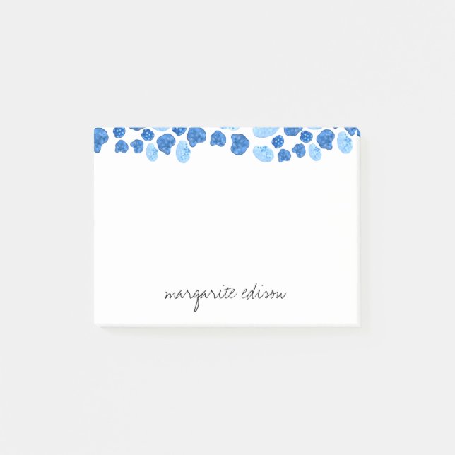 Personalized Blue Organic Dots Art Post-it Notes (Front)