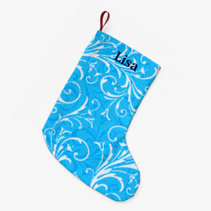 Personalized Blue Ornamental Christmas Stocking