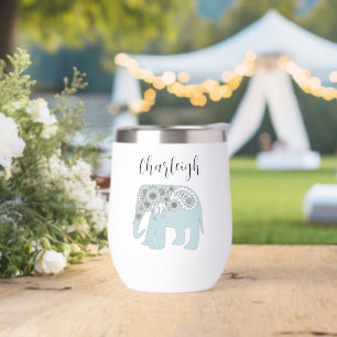 Personalized Blue Paisley Elephant Boho Chic