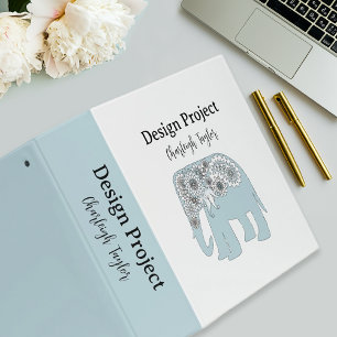 Personalized Blue Paisley Elephant Boho Chic Binder