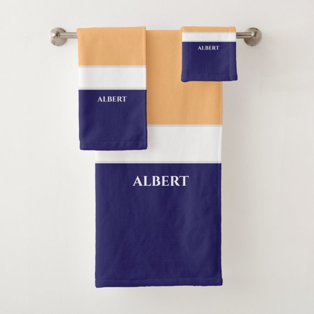 Personalized Blue Peach Bath Towel Set (Insitu)