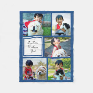 Personalized Blue Photo Collage Blanket