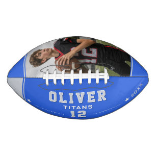 Personalized Blue Photo Name Number Team Gift Football