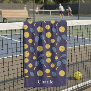 Personalized Blue Pickleball Bath Towel